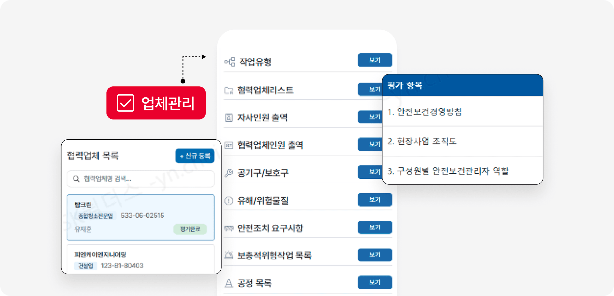 업체관리 목록, 협렵업체와 외주사 출역 근로자 정보 통합 관리